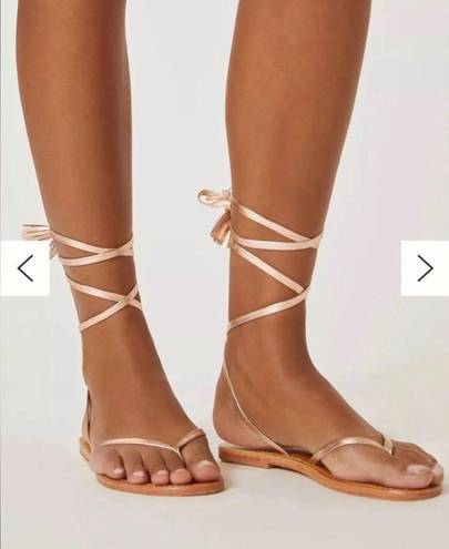 Pilcro NWOT  Anthropologie Tie Up Gold Leather Thong Sandals