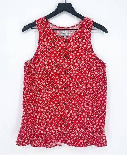 Krass&co G.H. Bass & . Micro Floral Ruffle Hem Tank Red Medium