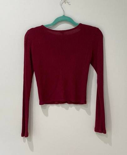 Garage Maroon Cropped Sweater Top