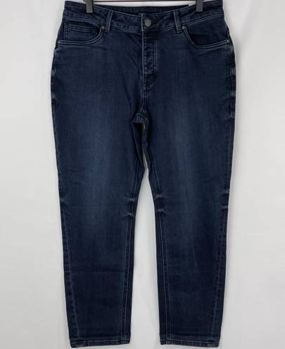 prAna New  Buxton Mid Rise Slim Boyfriend Jeans Stretch Denim Deep Blue Size 10