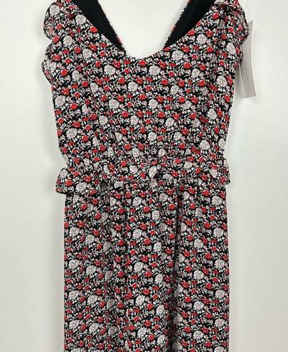 Lush Clothing NWT Lush Black Red Multi Floral Mini Halter Dress Medium