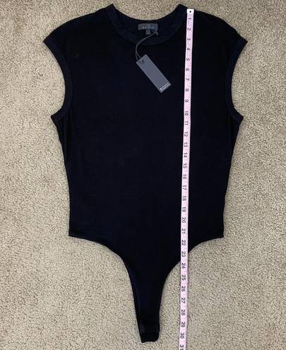 The Range  Sueded Jersey Ringer T Bodysuit Black