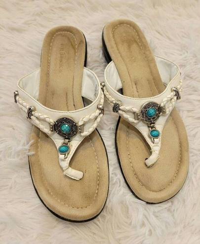 Krass&co G.H. Bass & . White and Turquoise Wedge Sandals Size 6 Bass Tilda