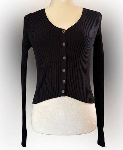 Aeropostale  Black Cardigan Ribbed Long Sleeve Sweater size Small Cute Minimalist