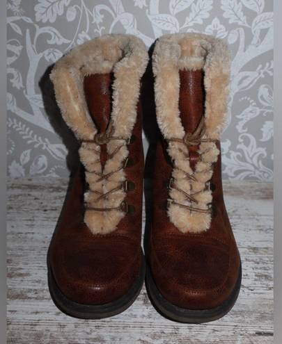 Wear Ever Fur Lined Boots Womens 8 M Brown Leather