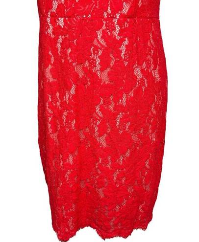 Sans Souci  Red Lace Halter Sleeveless bodycon Dress Size XL