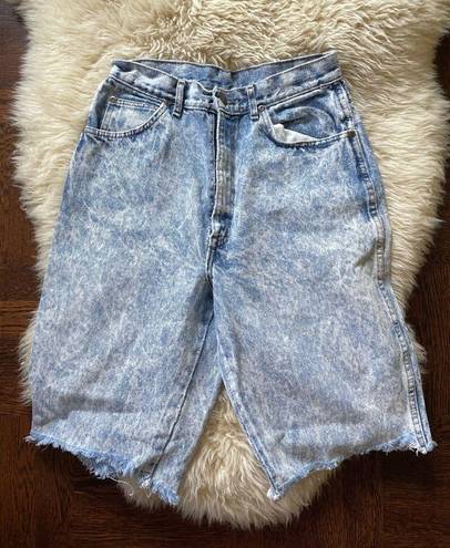 Bermuda 80s Chic Acid Washed Denim  Length shorts longline denim short light wash