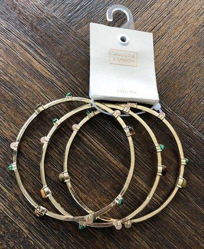 14th & Union  Gold Stone Bangle Bracelet Set Lot NWT