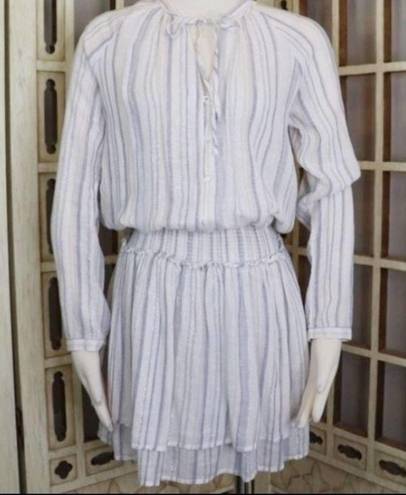 Rails Revolve  Jamine Linen Blend Mini Long Sleeve Dress Figi Stripe Size S