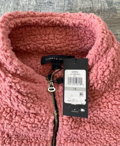 Tommy Hilfiger  Pink Faux Fur Fleece Full Zip Mock Neck Jacket Size 1X