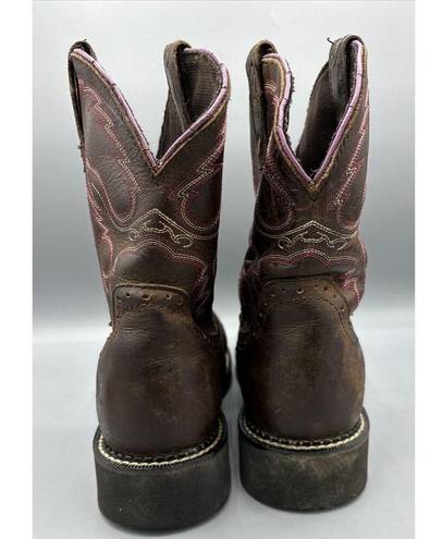 Justin Boots Justin Womens Boots 8.5 Western Justin Gypsy Steel Toe Work Leather Brown Pink