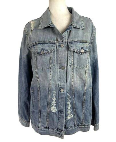 Rails  Knox Denim Trucker Jacket Women Size Large Vintage Wash Distressed Cotton