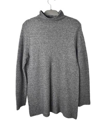 J.Jill  Pullover Sweater Women's L Gray Wool Blend Solid Long Sleeve Mock Neck