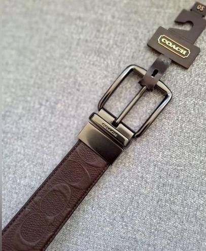 Coach New  Signature Leather Harness Buckle  Reversible Belt Cut To Size 38mm