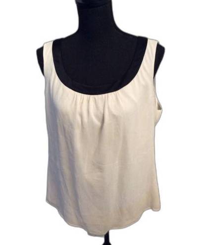 St. John  Large L Silk Tank Top Ivory Chiffon Sleeveless Camisole VNC