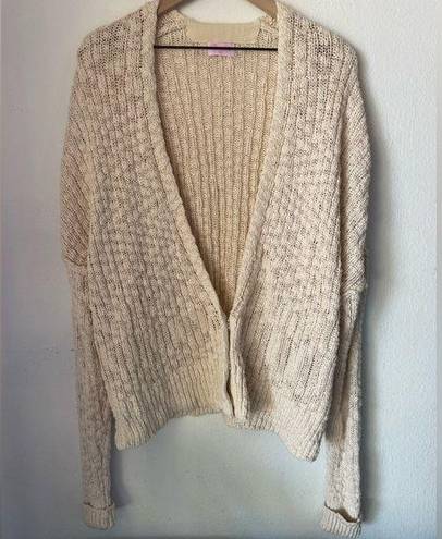 Pink Lily  Oversized Beige Chunky Knit Cardigan Size L