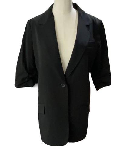 Elizabeth and James  Black One Button Notch Collar 3/4 Sleeve Blazer Jacket