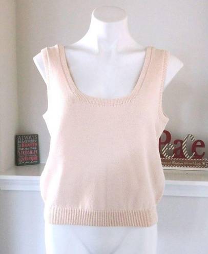 St. John Basics Knit Top Sleeveless Square Neck Sweater Cream white Size L