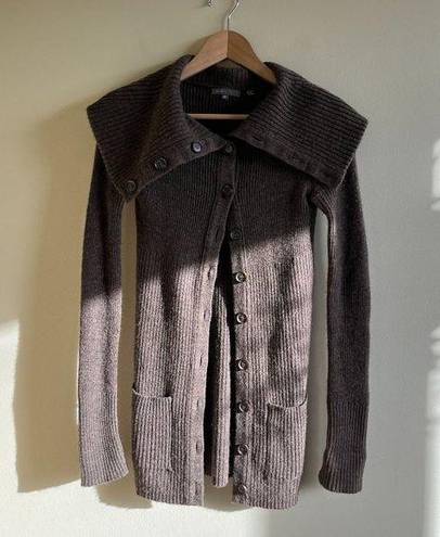 Vince  Merino Wool Baby Alpaca Brown Cardigan Sweater Collared Womens Size XS