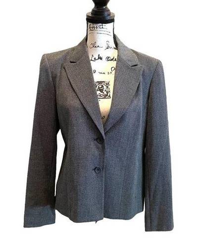 Rafaella  Blazer Jacket Petite Black Size 12P Stretch Novelty Ticking Workwear