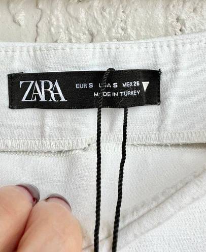 ZARA High Rise Flat Front Cotton Blend Skort Skirt White Women's Size Small