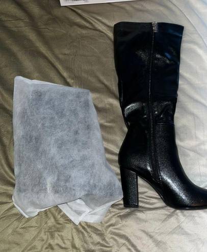 Black Leather High Knee Boots Size 7