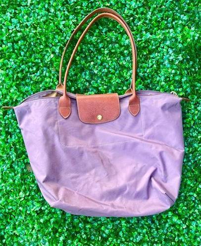 Longchamp  LC 1899 Le Pliage mauve color long handle tote