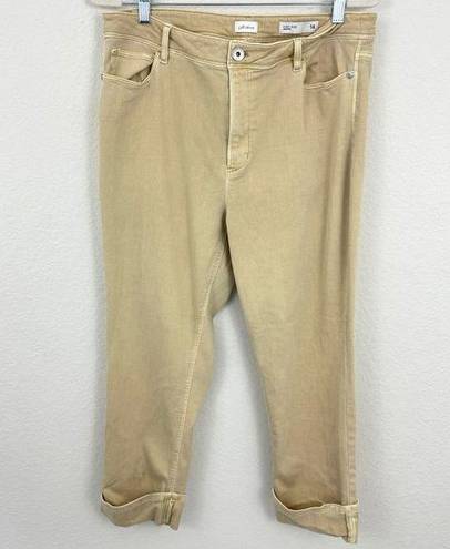 J.Jill  Women's Denim High Rise Cropped Roll Cuff Jeans Tan Size 14