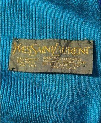 Saint Laurent Yves  Vintage Wool Colorblock green  Scarf