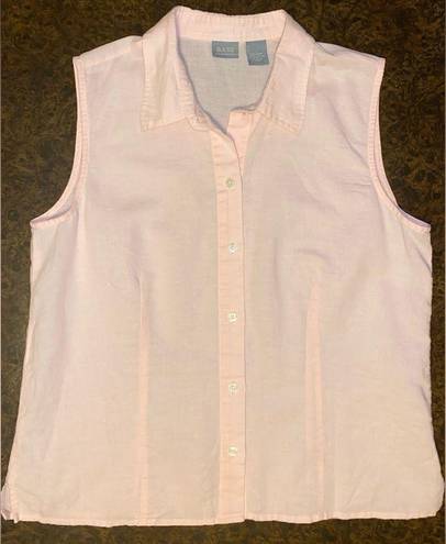 Krass&co G.H. Bass & . Sleeveless Blended Linen Button Down Collar Shirt - size large