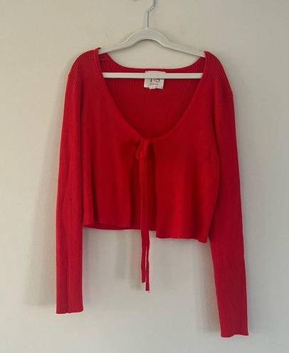 Anthropologie  Twine and String red ribbed cropped sweater
