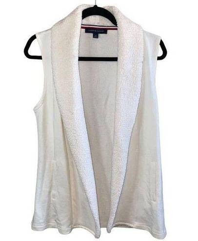 Tommy Hilfiger  White Sherpa Lined Open Front Vest