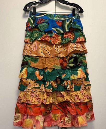 Farm Rio NWT  Mixed Prints Multi-Layered Midi Skirt