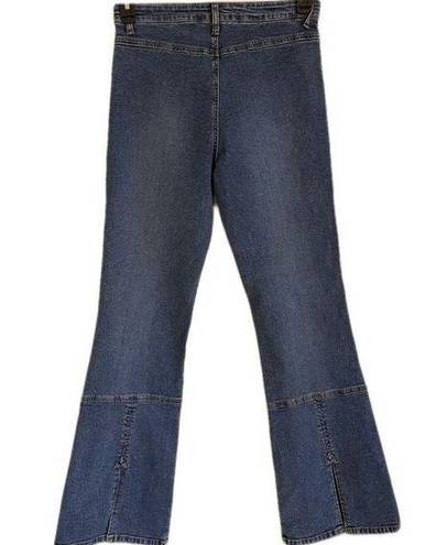 Cache  Vintage Y2K Blue High Rise Slit Hem Stretch Denim Flare Jeans