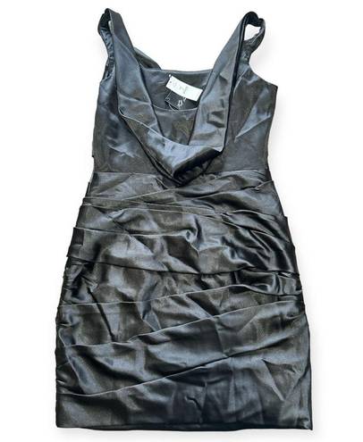 White House | Black Market NWT  Womens Black Satin Tiered Cocktail Dress Size 8