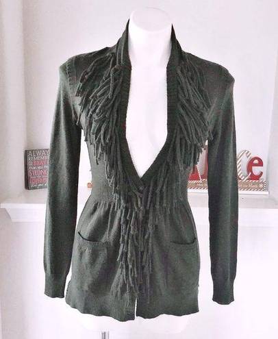 Rebecca Taylor  Wool Fringe Cardigan Knit Peplum Size M