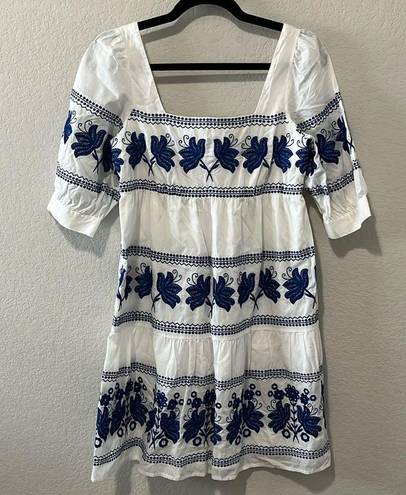 Moda  INTERNATIONAL Grecian Embroidered Floral Cotton Dress, Size 2