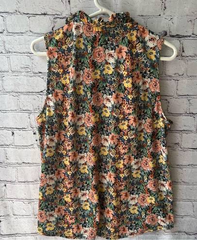 MELLODAY  Floral Ruffle V-Neck Tank Top Size XL