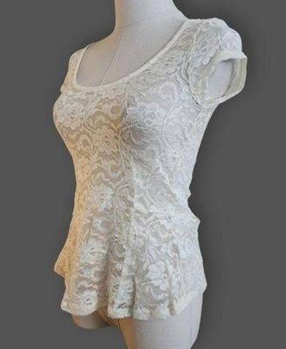 Kirra Ivory Floral Lace S/S Top, Women's S