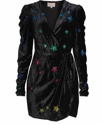 Rococo  Sand Velvet Star sequin faux wrap star dress