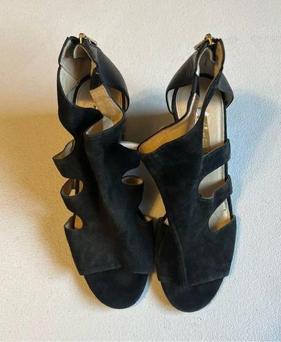 Louise et Cie   Lo-Mirin Black Leather Wedge Sandal size 8.5