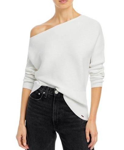 n:philanthropy  White Ribbed Off Shoulder Long Sleeve Sweater size Large