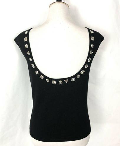 Chetta B  Evening Womens Black Rhinestone Blouse Sleeveless‎ Formal Size Small