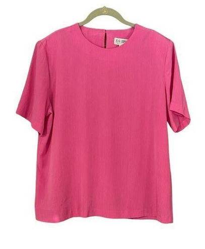 Susan Graver  S.G. Sport Pink Solid Short Sleeve Shell Size Large