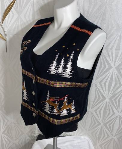 Karen Scott Winter Scenes Button Up Vest Classic Vintage