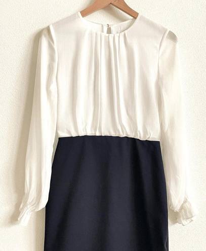 Ted Baker  London White and Navy Lizzata Pleated Combo Dress Women’s Size 4