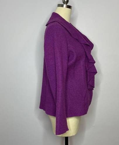 Charter Club Woman Felted Wool Ruffle Jacket- Purple 1X