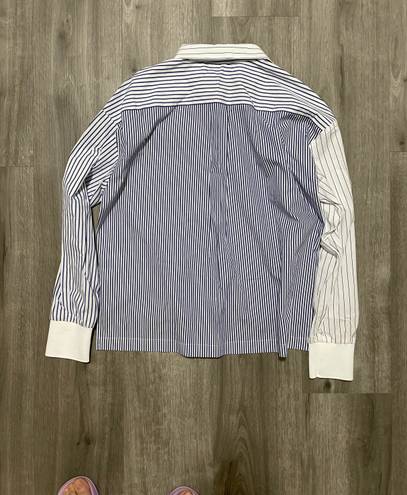 DKNY Bottom Down Blue And White Stripe Shirt 