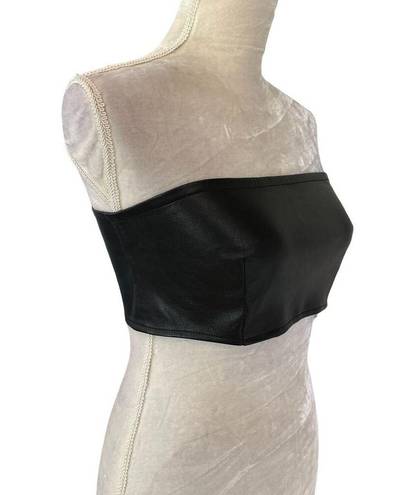 Good American  Better Than Leather Bandeau Top Black 3 Large