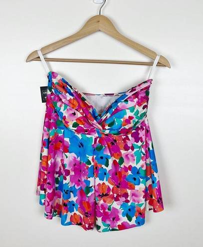 Twisted NWT Swim Solutions  Bandeau Tankini‎ Top in Primavera Floral Pink